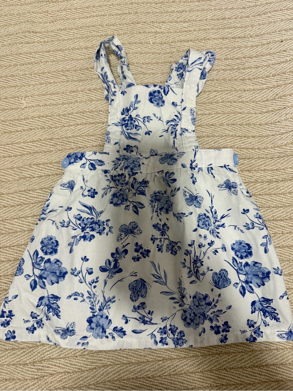 Blue Floral Pinafore Dress for Kids